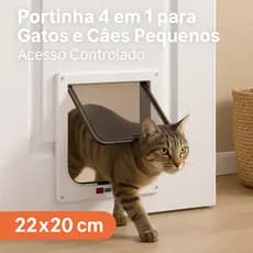 Portinha 4 em 1 para Gatos e Cães Pequenos Controle de Acesso 22x20cm Fácil Instalação