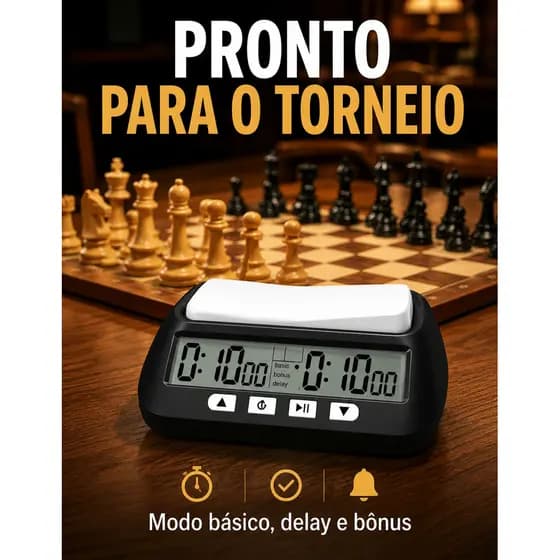 Relógio de Xadrez Digital Profissional Cronômetro Delay Bônus Torneio Damas Jogo Tabuleiro Portátil