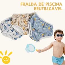 Fralda de Piscina Reutilizável Sunga Bebê Menino Ecológica Happy - BENIBEE