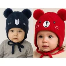 Touca De inverno Frio para Bebe Gorro De Lã Infantil Forrada Pompom Menina Menino TCI