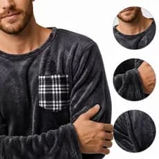 Pijama Masculino Inverno Peluciado Super Macio Conjunto Duas Peças Quentinho IMPORTADO