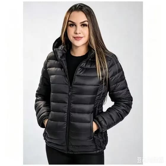 Jaqueta basica Feminina Bobojaco Blusa de Frio Intenso Unissex com Capuz Removivel Outono Inverno Motoqueiro Casaco