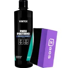 Pneu Pretinho Automotivo Brilhante 500ml + Aplicador Curvo para Pneus