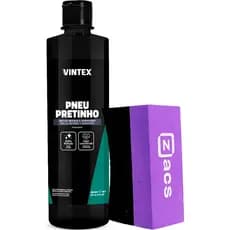 Pneu Pretinho Automotivo Brilhante 500ml + Aplicador Curvo para Pneus VINTEX