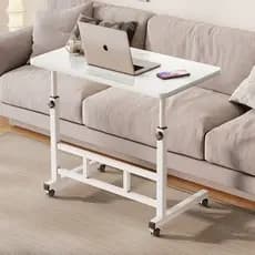 Mesa Auxiliar com Rodinhas e Regulagem de Altura 80x40cm Ideal para Notebook, Escritório ou Cama