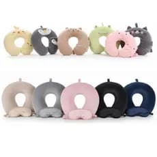 Kit Viagem Conforto: Travesseiro de Pescoço Veludo + Máscara Tapa Olho Adulto/Infantil