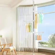Cabideiro Vertical com 4 Braços Multiuso para Roupas Bolsas com um Designe Moderno e Sofisticado - Branco
