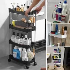 Prateleira Multiuso 3 Andares com Rodinha Preta Para a sua Cozinha Escritório e  no Consultório Fica um Charme