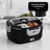 Marmiteira Elétrica Térmica Bivolt 1,5L – Preta  Compacta  Tampa Celadora Compartimentos e Colher Inclusa