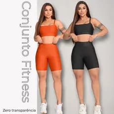 Conjunto Fitness  Feminino Short e Top com Bolso Suplex Zero Transparência Academia Treino Corrida