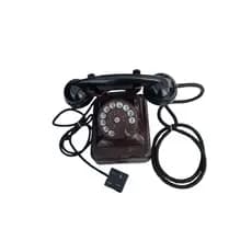 TELEFONE VINTAGE ANO 1950 COR ORIGINAL MARRON CAFE MONOFONE PRETO FUNCIONANDO.