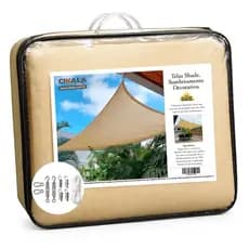 Tela Shade Areia 2x2 Metros Decorativa + Kit Instalação Cobertura Externa com Sombreamento