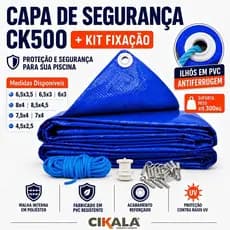 Capa de Segurança para Piscina CK500 PVC Reforçada Suporta Peso + Kit Completo Diversos Tamanhos