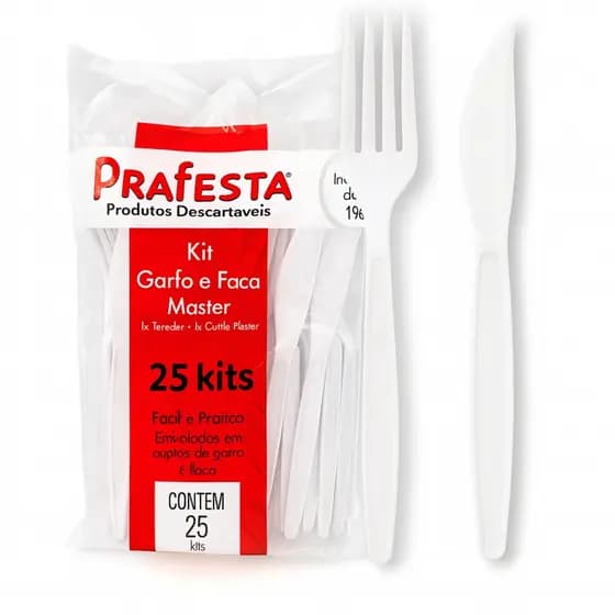 Kit 50 Talheres Garfo e Faca Reforçado Descartável Resistente Churrasco Refeição Delivery Reciclavel