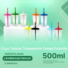 Kit 30 Copo Twister Transparente 500 mL - Festa Infantil - Decoração- Artigos de Festa