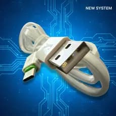 Cabo USB Tipo C 1 Metro 4.8A Turbo Carregamento Branco Eletromex