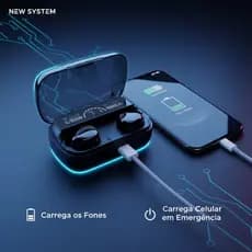 Fone De Ouvido bluetooth 5.3 TWS Sem Fio Display Digital Power Bank Carrega Celular Android iPhone