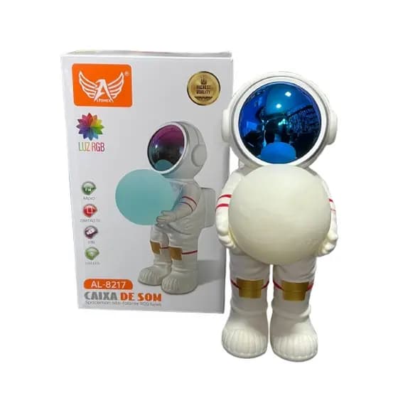 Caixa De Som Bluetooth Astronauta Rgb Luminária Led Al-8217