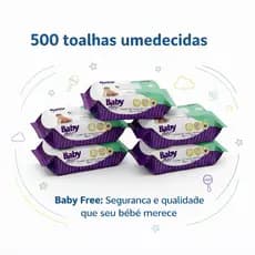 KIT COM 5 PACOTES TOALHAS UMEDECIDAS/LENÇOS BABY FREE C/100