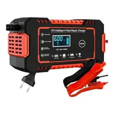 Carregador de Bateria 12V 6A Inteligente para Carro e Moto | Bivolt, Display Digital, Manutenção e Recuperação