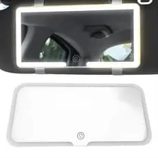 Espelho de Maquiagem LED para Carro Recarregável com 3 Modos de Luz Touch