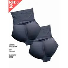 KIT C/ 2 Calcinha Com Enchimento Em Espuma e Cinta de Compressão Bunda Bundex Discreto Resistente