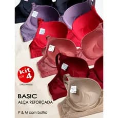Kit Com 4 Sutiã Reforçado Direto da Fábrica Alça Larga Soutien Sutiã Com Bojo Soutian Discreto Peça Intima