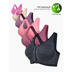 TOP FEMININO KIT c/4 TOPS CROPPED NADADOR ESPORTIVO POLIAMIDA PREMIUM CONFORTÁVEL