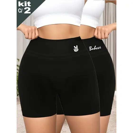 KIT 2 SHORT FEMININO SUPLEX PREMIUM CURTO SHORTS BUHCCI YOGA MODA GRINGA