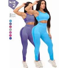 Kit 2 Calça Legging Push Up Sem Costura Academia Levanta Bumbum Esportiva Yoga