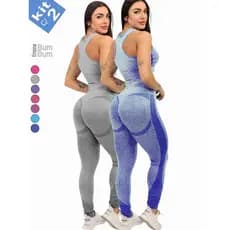 Kit c/ 2 Calça Legging Fitness Levanta e Empina Bumbum com Cintura Alta Elástica