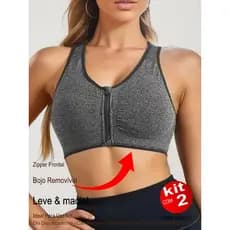 TOP ESPORTIVO KIT c/2 Pçs Bojo Removível Academia Corrida Poliamida & Elastano Top Sutiã Sport