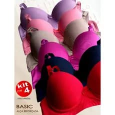 Kit Com 4 SutiãS Básico Reforçados Direto da Fábrica Soutien Soutian Alça Larga Sutiã Prático Leve Confortável