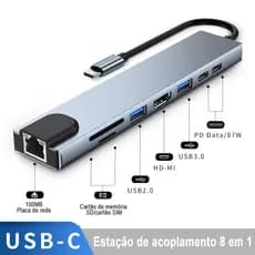 8 Em 1 Hub USB  C Tipo Para AD20  Adaptador Com 4 K 1080 P 3.0 PD Porto De Carregamento Compatível MacBook/iPad Pro 2018/Dell XPS
