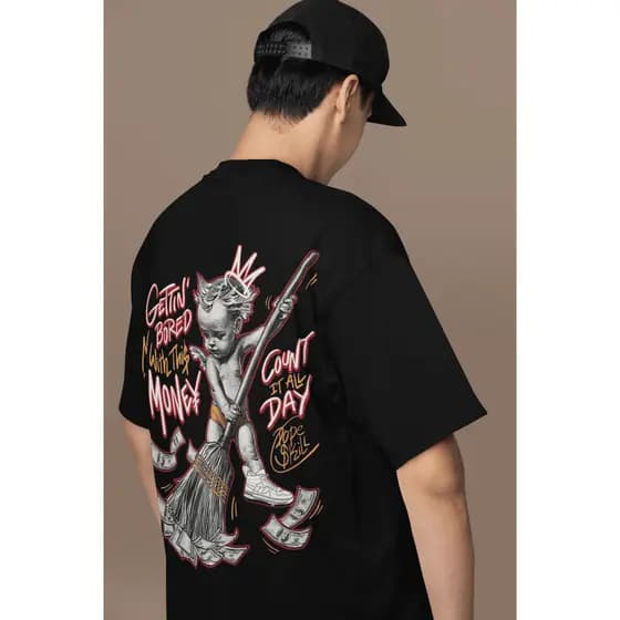 Camiseta Blusa 100% Algodão camisa  Masculina Moda StreatWaer lançamento Getin money costas