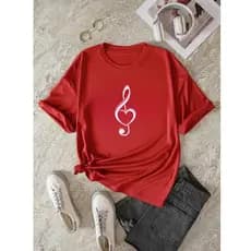 T-Shirt Feminina Gola Redonda Nota Musical