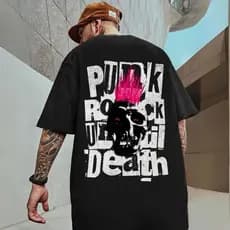 Camiseta Masculina estampada  camisa 100% Algodão Punk blusa Rock