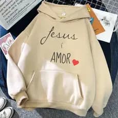 Casaco de frio Jesus é amor Moletom estampa cristã