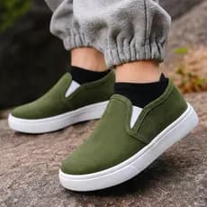 Tênis Slip On Infantil Verde Menino Menina Confortável Casual Leve Calce Fácil Escolar