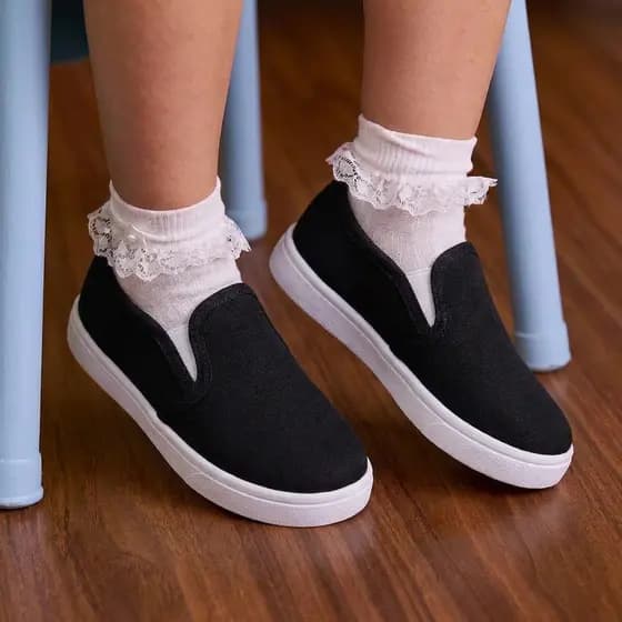 Tênis Baby Infantil Iate Slip On Bordado Leve Macio Escolar Casual