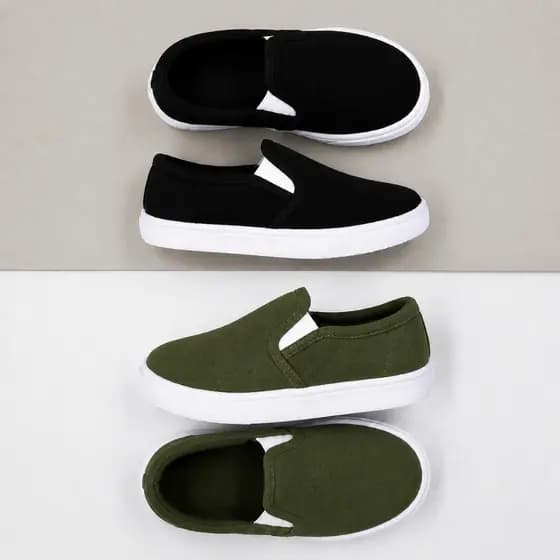 Kit 2 Pares Tênis Slip On Bebê Infantil Unissex Sem Cadarço Solado Antiderrapante Conforto