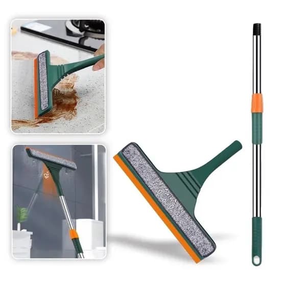 Rodo Mágico Vassoura Mop para Limpeza de Casa Cozinha Banheiro Quintal (4 em 1) Cabo Flexível Grande/Rodo Limpa Vidros Cabo De Uso Profissional Extensível 2 Em 1