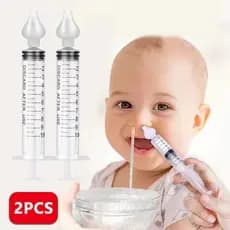 COM 2 Seringas Lavador Aspirador Nasal Limpeza Infantil Bico Silicone Nariz Bebê Livre BPA Free Não Alergênico Reutilizá