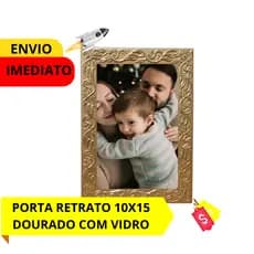 PORTA RETRATO 10X15  DOURADO NA GRAVAÇÃO FLORAL PARA DECORACÃO COM VIDRO E HDF