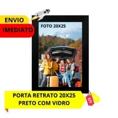 PORTA RETRATO 20X25 PRETO LISO PARA DECORACÃO COM VIDRO E HDF /PARA SALA, QUARTO OU ESCRITÓRIO