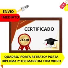 QUADRO/PORTA RETRATO 21X30 MARROM LISO PARA CERTIFICADO E DIPLOMA COM VIDRO E HDF QUARTO- ESCRITÓRIO