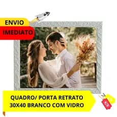 quadro/porta retrato 30X40 BRANCO NA GRAVAÇÃO FLORAL PARA DECORACÃO COM VIDRO E HDF foto-sala-quarto