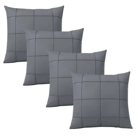 Kit 4 Almofadas Cheias Suede Drapeada Quadrada 45x45cm Com Zíper
