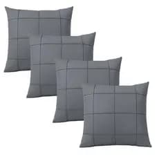 Kit 4 Almofadas Cheias Suede Drapeada Quadrada 45x45cm Com Zíper