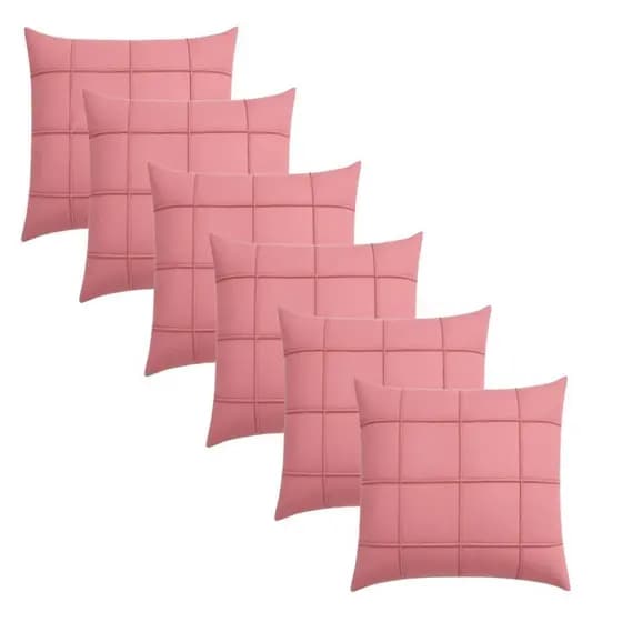Kit 6 Capas Para Almofada Suede Drapeada Quadrada 45x45cm Sala Sofá